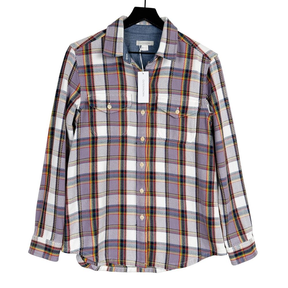New Outerknown Mens Blanket Woven Button Up Shirt Purple Plaid $168 - XS/S